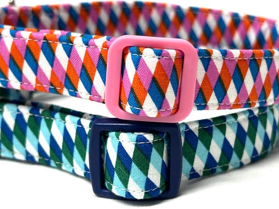 Harlequin Checks Dog Collar for Boy Girl