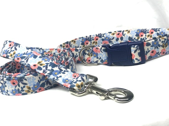 Dog Collar Leash Set for Girl Boy- Rifle Paper Co - Le Fleurs