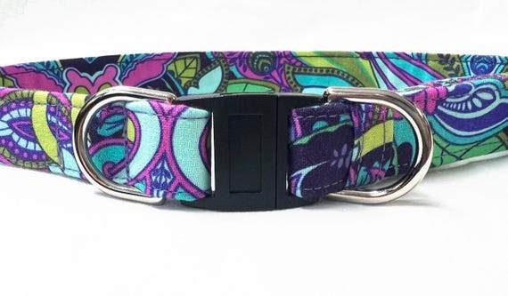BREAKAWAY Dog Collar for Boy, Girl - Safety - Boho Purple Blue Festival Colors