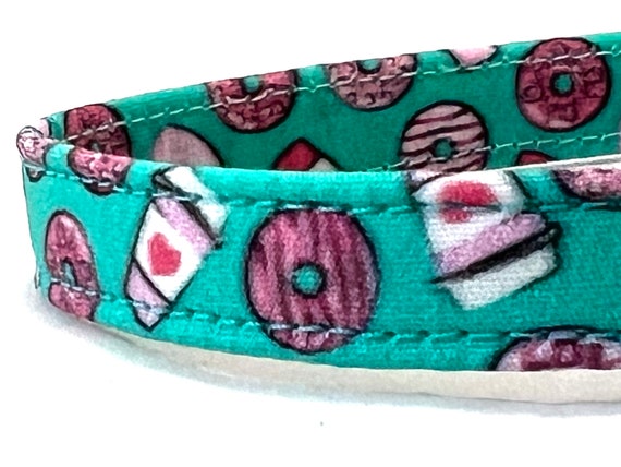Valentine’s Day Breakaway Cat Collar for Boy Girl - Aqua & Pink Lattes and Doughnuts