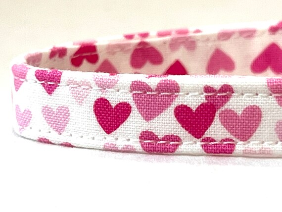Valentine’s Day Cat Collar for Boy Girl - Tiny Pink Hearts - 3/8” Breakaway Buckle