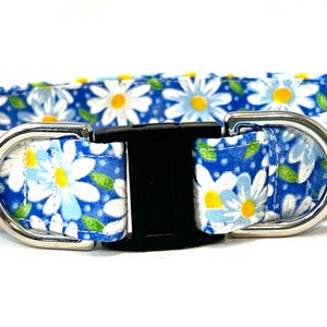 BREAKAWAY BUCKLE Dog Collar - with Personalized Slide On ID Tag - Safety - Happy Daisies