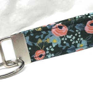 Rifle Paper Co. 3 MINI Key Fob Black and Pink Flowers image 1