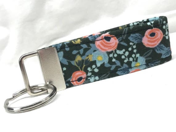 Rifle Paper Co. - 3" MINI Key Fob -  Black and Pink Flowers