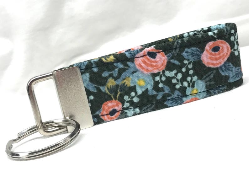 Rifle Paper Co. 3 MINI Key Fob Black and Pink Flowers image 1