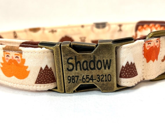 Vikings and Ships Personalized Dog Collar - Laser Engraved Buckle