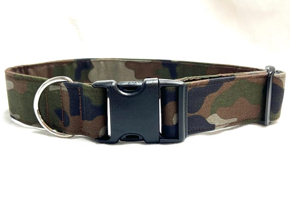Camouflage Dog Collar for Boy Girl- Classic Color Combo: Brown, Olive Green, Black and Grey