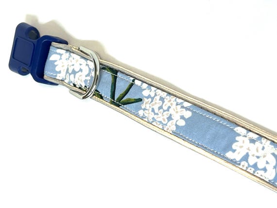REFLECTIVE Dog Collar-  Night Safety Visibility- Rifle Paper Co Hydrangea -or- Pick a Fabric-