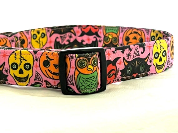 Cute Retro Halloween Dog Collar - Pumpkins, Zombies, Devils, Black Cats