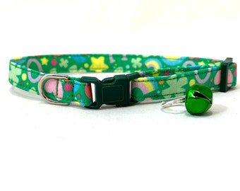 St Patrick’s Day Shamrock Cat Collar for Boy, Girl - Lucky Colorful Charms