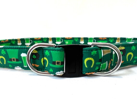 St Patrick’s Day BREAKAWAY Dog Collar for Boy, Girl -Safety - Lucky Leprechaun, Clover, Shamrock, Green Beer