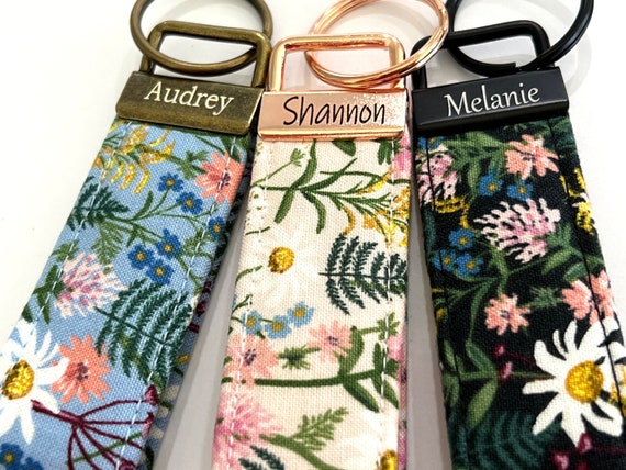 Rifle Paper Co. Personalized Key Fob - Optional Engraved Name - Wildflowers - Personalized Gift for Her