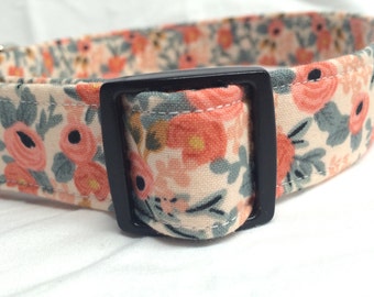 Rifle Paper Co Dog Collar for Girl - Le Fleurs Rosa Flora Peach