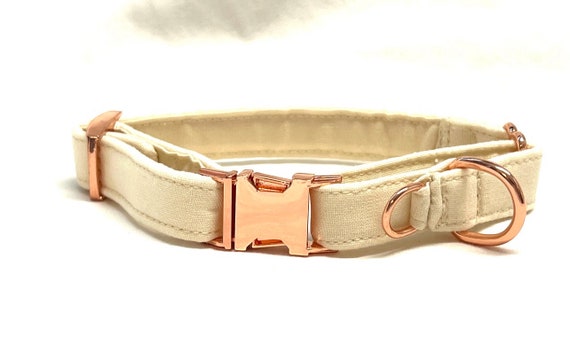Metal Buckle (NO ENGRAVE) Martingale Dog Collar With Extra D-Ring - Solid Colors - Cream