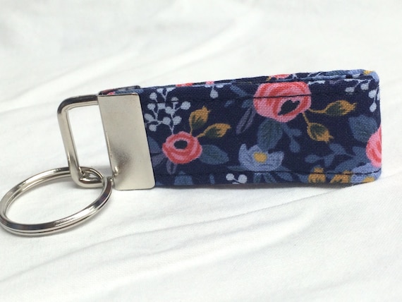 Rifle Paper Co. - 3" MINI Key Fob -  Rosa Floral Navy