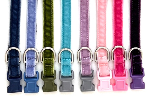 Velvet Cat Collar - Breakaway With Bell - 24 Velvet Colors - 3/8"