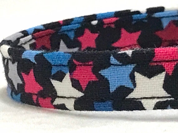 Patriotic Cat Collar for Girl, Boy - Breakaway - Red, White and Blue Stars, Stripes
