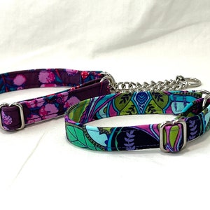 5/8” Wide Chain Martingale Dog Collar - Pick Any Fabric