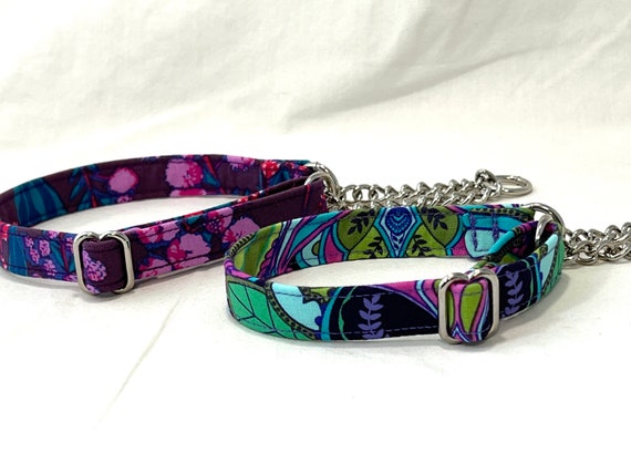 5/8” Wide Chain Martingale Dog Collar - Pick Any Fabric