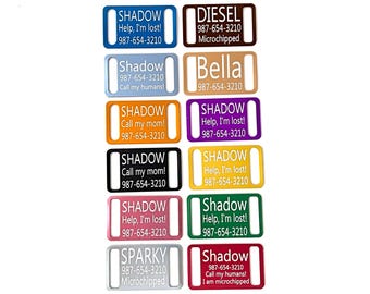 Add-On ONLY - Personalized Dog Collar ID Tag - Slide-On Colored Metal Tag -  3/8" 5/8" 3/4" 1"