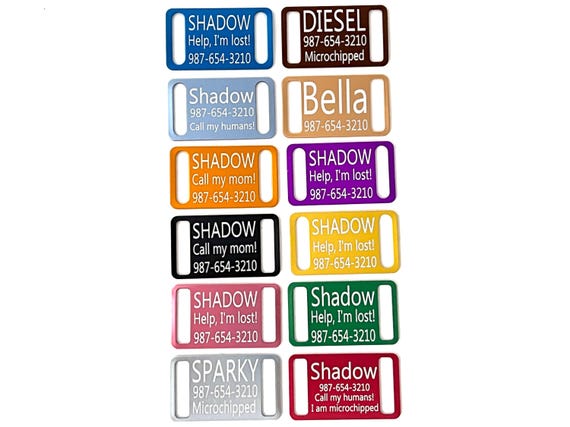 Add-On ONLY - Personalized Dog Collar ID Tag - Slide-On Colored Metal Tag -  3/8" 5/8" 3/4" 1"