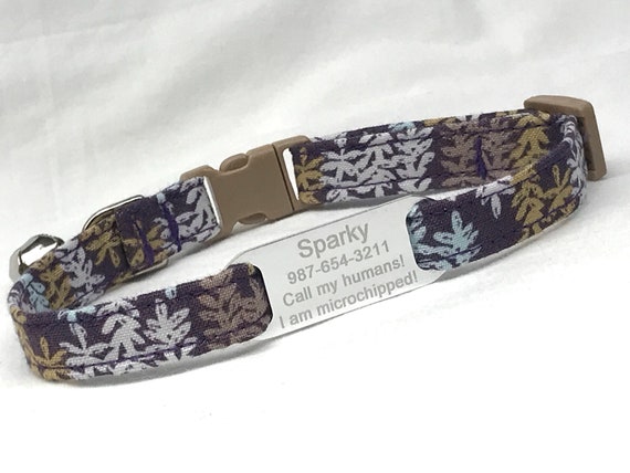 Personalized Cat Collar for Boy Girl - Mountain Trees - Slide-On ID Tag - Breakaway