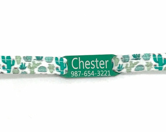 Personalized Cat Collar for Boy Girl - Cactus - Slide-On ID Tag - Breakaway
