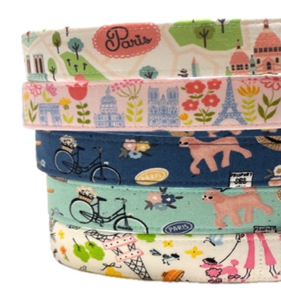 Paris Vacation Dog Collar for Boy Girl - Eiffel Tower- Bicycles