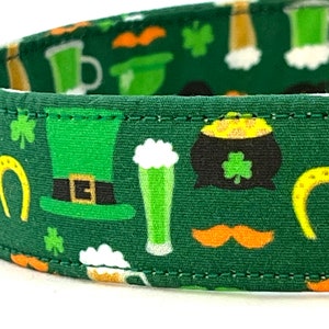 St. Patrick’s Day Dog Collar for Boy Girl - Lucky Leprechaun, Clover, Shamrock, Green Beer