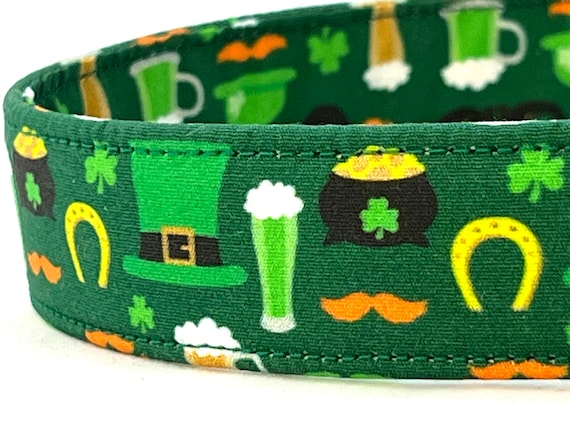 St. Patrick’s Day Dog Collar for Boy Girl - Lucky Leprechaun, Clover, Shamrock, Green Beer
