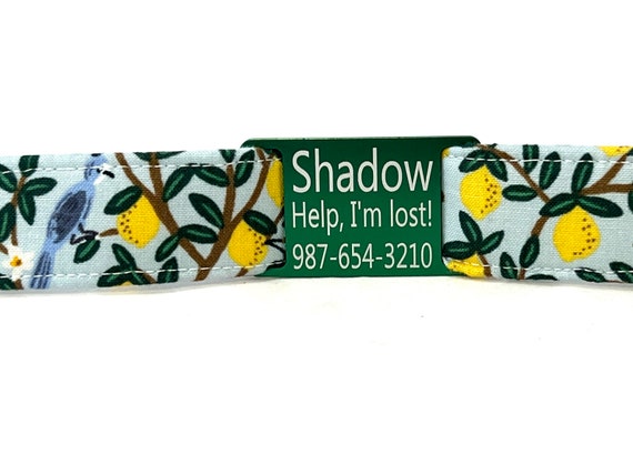 Rifle Paper Co Dog Collar - Personalized with Slide On ID Tag - Lemon Trees