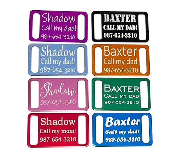 Personalized Dog Collar ID Tag - PREMIUM FONT - Slide-On Colored Metal Tag -  3/8" 5/8" 3/4" 1"