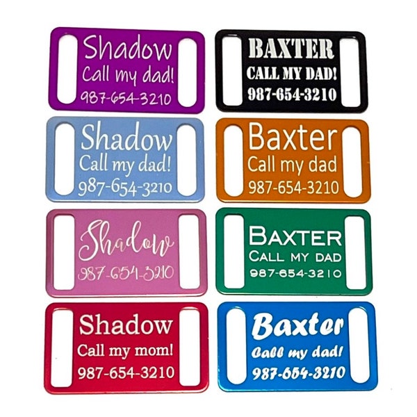 Personalized Dog Collar ID Tag - PREMIUM FONT - Slide-On Colored Metal Tag -  3/8" 5/8" 3/4" 1"