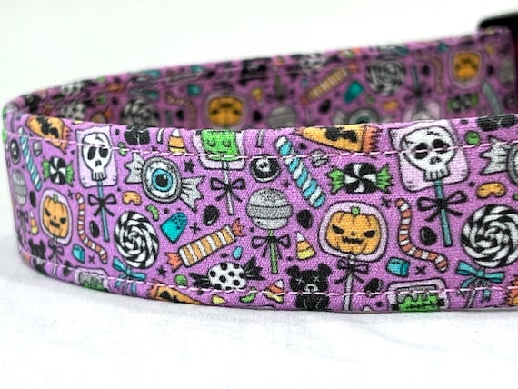 Halloween Dog Collar - Trick or Treat Candy - Skeletons - Pumpkins - Eyeballs - Worms