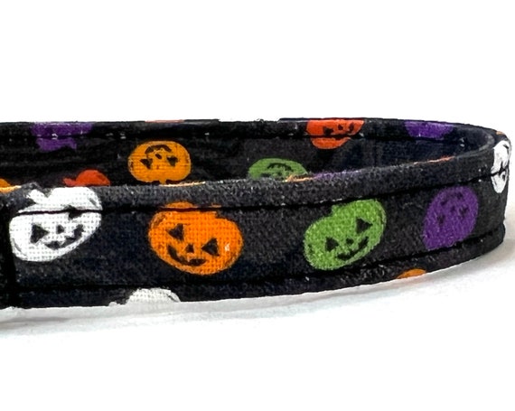 Halloween Cat Collar for Boy, Girl - Breakaway -  Cute Colorful Mini Pumpkins, Jack-O-Lanterns