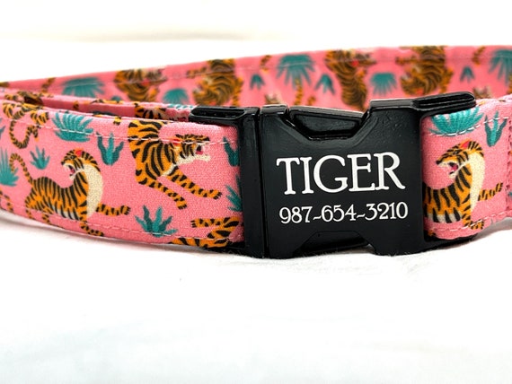 Fierce Tigers- Personalized Dog Collar for Boy, Girl - Laser Engraved Buckle