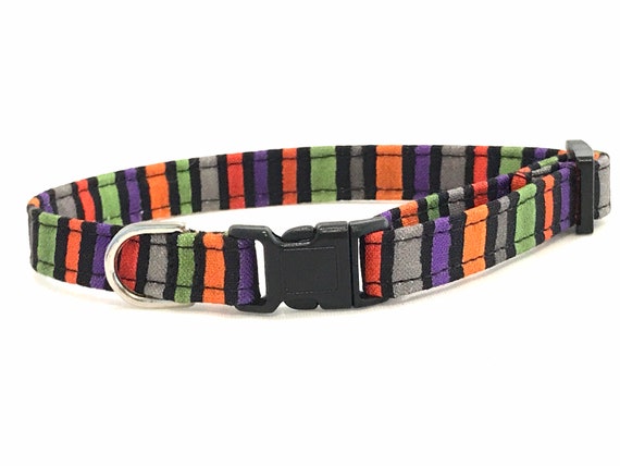 Halloween Cat Collar for Boy, Girl - Breakaway -  Purple Orange Stripes