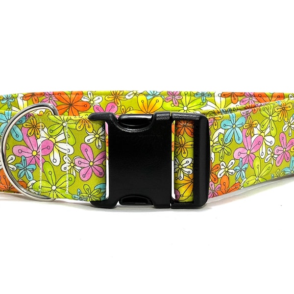 Big Dog 1.5"or 2" Inch Wide Collar - Happy Spring Flowers