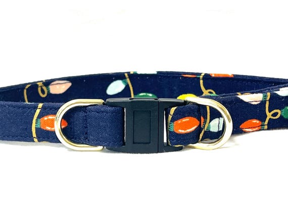 Christmas BREAKAWAY Dog Collar for Boy, Girl - Rifle Paper Co Christmas Lights - Safety
