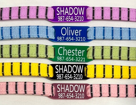Personalized Breakaway Cat Collar - Paris Pinstripes - Slide-On Engraved ID Tag