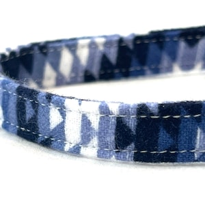 Aztec Blue Tribal Cat Collar for Boy, Girl - Soft Flannel - Southwestern Style - Breakaway 3/8&quot;