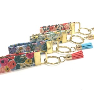 Rifle Paper Co. MINI Key Fobs with Tassels Floral Fabric image 3