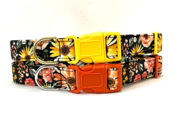 Sunflowers Dog Collar for Boy Girl - Yellow and Orange - Xsmall, Small, Medium, Large, XL