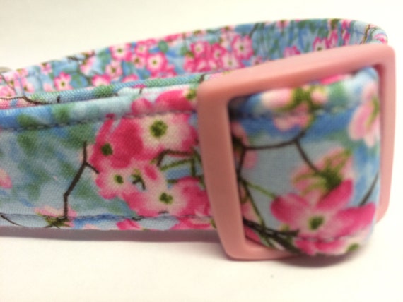 Pink Dog Collar for Girl - Cherry Blossom Flowers
