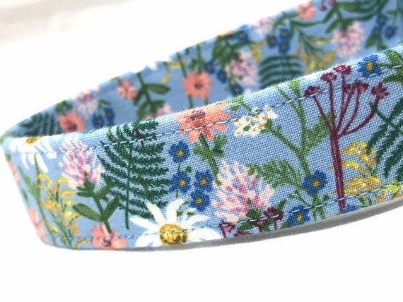 Rifle Paper Co. Dog Collar - Blue Wildflowers Fabric