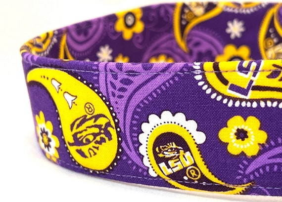 Louisiana Football Dog Collar for Boy, Girl - Purple and Gold