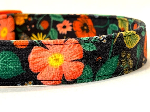 Rifle Paper Co. Floral Dog Collar - Pretty Poppies on Black