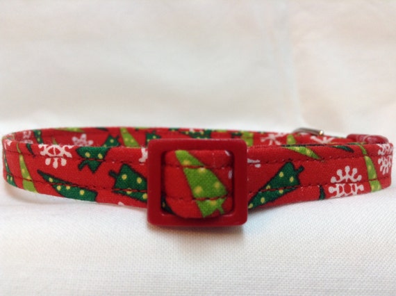 Christmas Trees Cat Collar - Red Green Holiday Collar for Boy Girl Cat