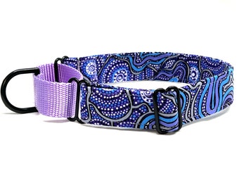 Classic Martingale Dog Collar with Nylon Loop - Purple Tribal -or- Pick Any Fabric