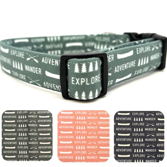Dog Collar for Boy, Girl- Trees, Nature, Hiking, Camping, Boating, Explore, Wander, Adventure